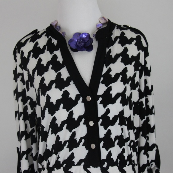 NY COLLECTION Black & White Geometric Print Dress - Picture 2 of 8